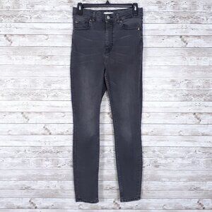 H&M Womens High Waist Jeans Size 8 Black Stretch 630